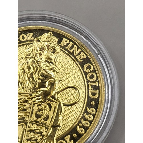 44A - 2016 Queens Beast 1oz Fine Gold 999.9 Gold Good ConditionPurchased The Royal Mint 2018 Receipt Photo... 