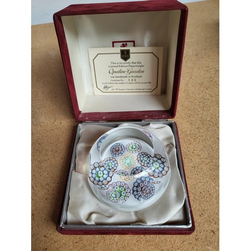 35 - Limited Edition Edinburgh Crystal Opaline Garden Paperweight Boxed With COA Excellent Condition ... 