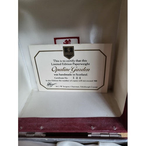 35 - Limited Edition Edinburgh Crystal Opaline Garden Paperweight Boxed With COA Excellent Condition ... 