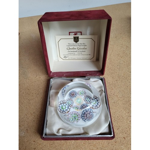 35 - Limited Edition Edinburgh Crystal Opaline Garden Paperweight Boxed With COA Excellent Condition ... 