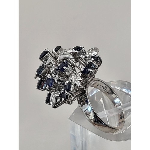 1 - 18ct White Gold Diamond & Sapphire Cocktail Ring Weighs 9g & Size K The Item Measures 2.5cm ... 