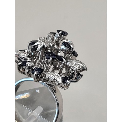 1 - 18ct White Gold Diamond & Sapphire Cocktail Ring Weighs 9g & Size K The Item Measures 2.5cm ... 