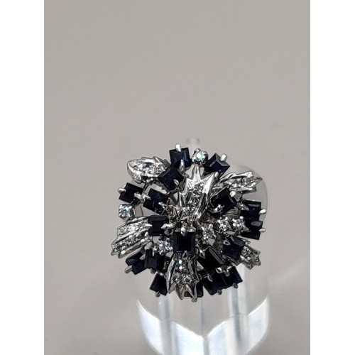 1 - 18ct White Gold Diamond & Sapphire Cocktail Ring Weighs 9g & Size K The Item Measures 2.5cm ... 