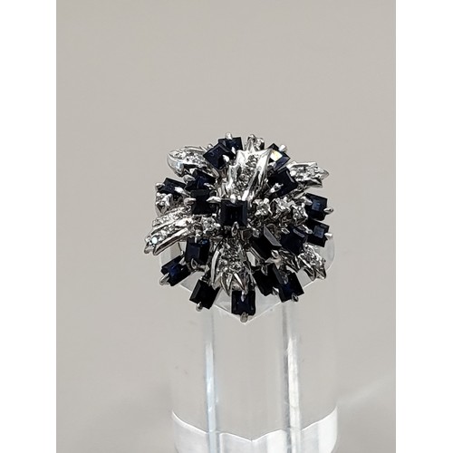 1 - 18ct White Gold Diamond & Sapphire Cocktail Ring Weighs 9g & Size K The Item Measures 2.5cm ... 