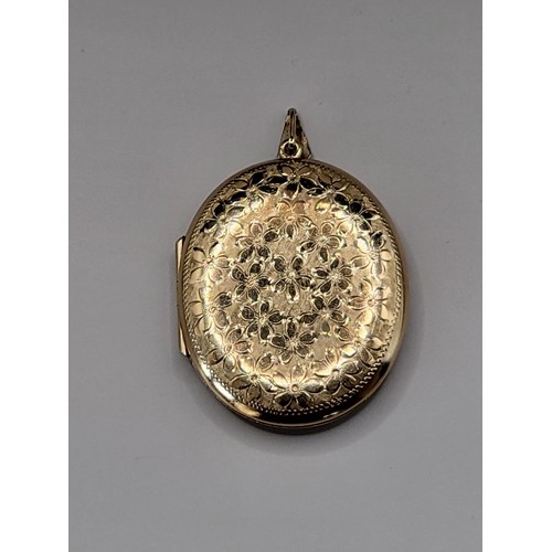 2 - 9ct Gold Locket With Nice Flower Engraved Design Fully Hallmarked Weighs 12.2g Item Measures 4cm Tal... 