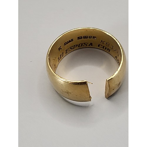 3 - 18ct Gold Wedding Band Unfortunately It Has Been Cut & Really is Scrap Fully Hallmarked & Ha... 