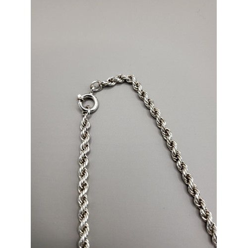 5 - 925 Silver Rope Necklace Weighs 22.8g Measures 70cm Unclasped Fully Hallmarked on Clasp