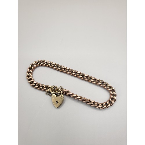 7 - 9ct Rose Gold Bracelet with Yellow Gold Padlock Clasp Weighs 11.9g Bracelet Stamped On Every Link Me... 