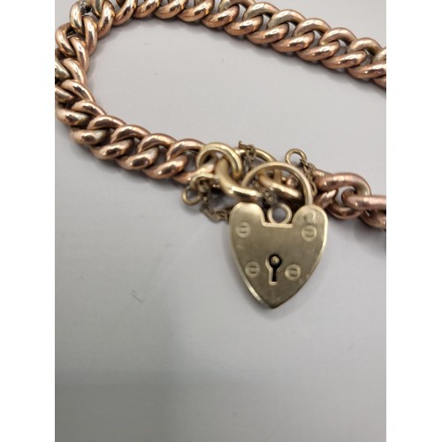 7 - 9ct Rose Gold Bracelet with Yellow Gold Padlock Clasp Weighs 11.9g Bracelet Stamped On Every Link Me... 