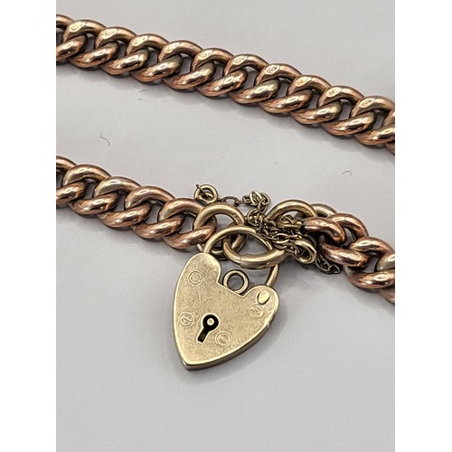 7 - 9ct Rose Gold Bracelet with Yellow Gold Padlock Clasp Weighs 11.9g Bracelet Stamped On Every Link Me... 