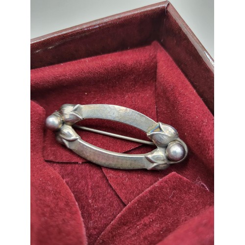 11 - Georg Jensen Sterling Silver Brooch Measures 4.5cm Long by Just Under 2cm Wide Fully Hallmarked in O... 