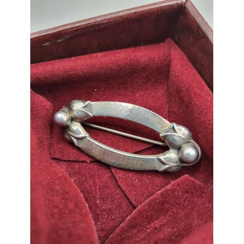 11 - Georg Jensen Sterling Silver Brooch Measures 4.5cm Long by Just Under 2cm Wide Fully Hallmarked in O... 