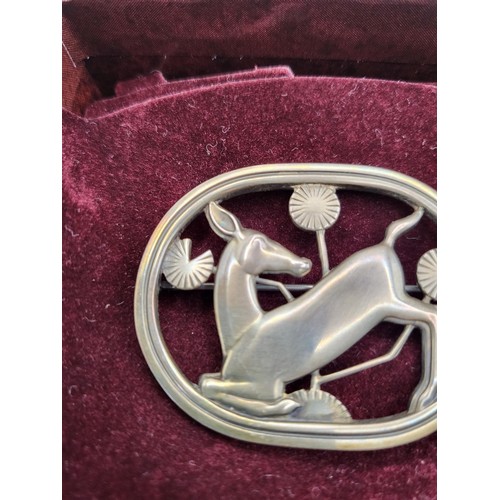 12 - Georg Jensen Silver Deer Brooch Measures 4.5cm Long by 3.5cm Wide Fully Hallmarked in Georg Jensen B... 