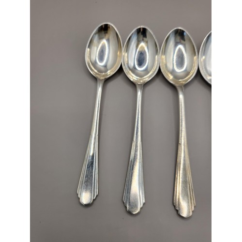 27 - Six Art Deco Teaspoons Weigh 106g Measure 11.5cm Long 