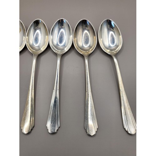 27 - Six Art Deco Teaspoons Weigh 106g Measure 11.5cm Long 