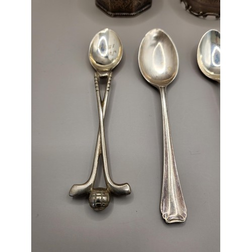 28 - Four Sterling Teaspoons along with Two Sterling Napkin Rings Weighs 99g