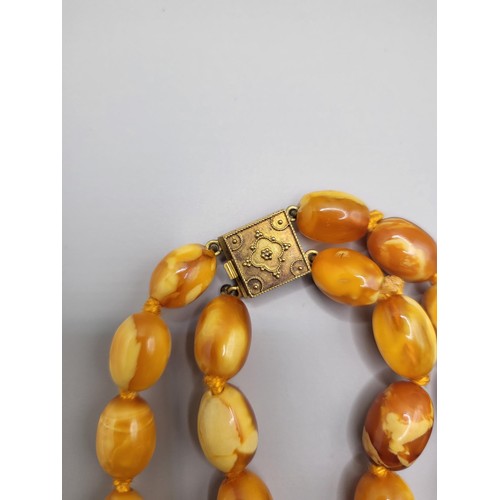 30 - Antique Graduating Amber Egg Yolk Bead Necklace Possible Gold Clasp Untested Weighs 52g Measure 80cm... 