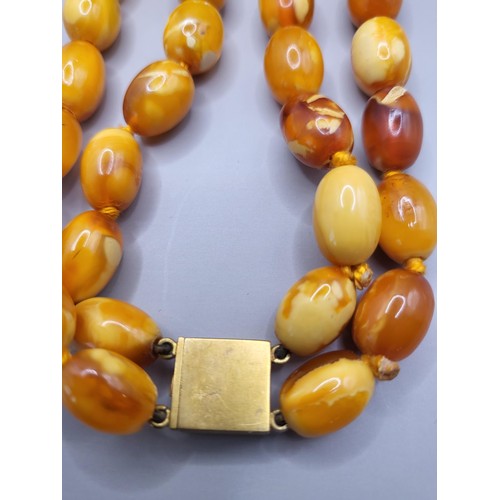 30 - Antique Graduating Amber Egg Yolk Bead Necklace Possible Gold Clasp Untested Weighs 52g Measure 80cm... 