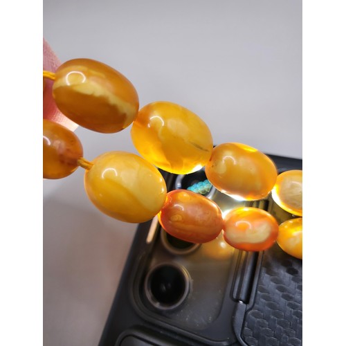 30 - Antique Graduating Amber Egg Yolk Bead Necklace Possible Gold Clasp Untested Weighs 52g Measure 80cm... 