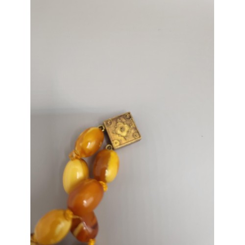 30 - Antique Graduating Amber Egg Yolk Bead Necklace Possible Gold Clasp Untested Weighs 52g Measure 80cm... 