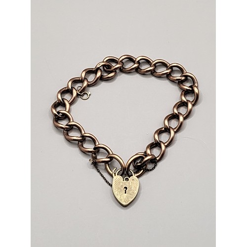 35 - 9ct Rose Gold Bracelet with Yellow Gold Padlock Weighs 16g Items Stamped on Every Link & Padlock... 