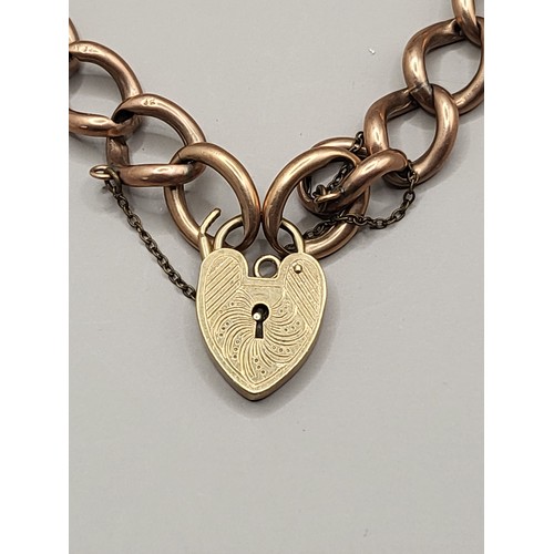 35 - 9ct Rose Gold Bracelet with Yellow Gold Padlock Weighs 16g Items Stamped on Every Link & Padlock... 