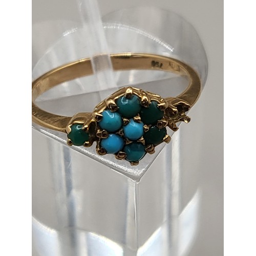 36 - 18ct Gold Turquoise Ring with Missing Stone Item Weighs 2g And is Ring Size K