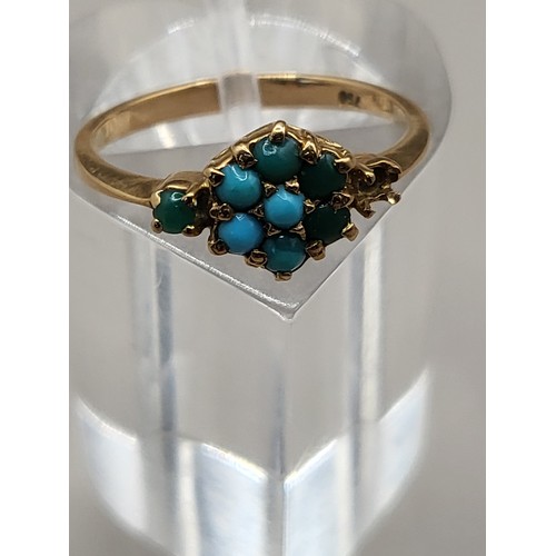 36 - 18ct Gold Turquoise Ring with Missing Stone Item Weighs 2g And is Ring Size K