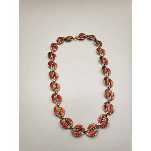 42 - David Andersen Silver & Enamel Necklace Item Measures 34cm Long When Unclasped Fully Stamped On ... 