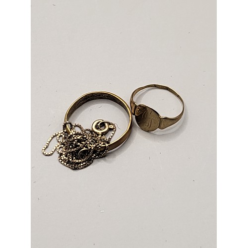 50 - 9ct Gold Scrap Weighs 3.9g Includes Rings & Necklace 