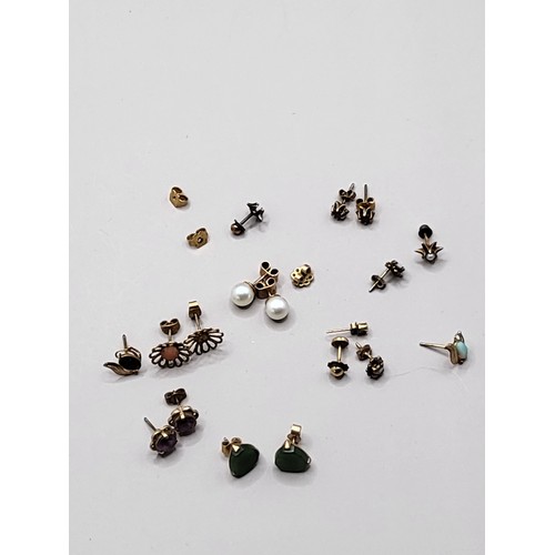 51 - Collection of Gold Earrings Most Are Unhallmarked But Probably Gold But No Guarantee Weight is 11.2g... 