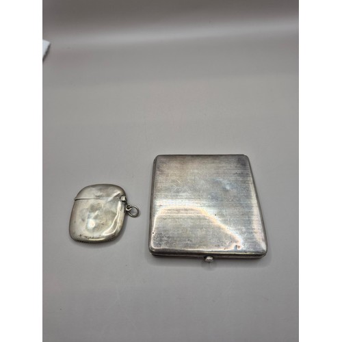 55 - Sterling Silver Cigarette Case & Vesta Case