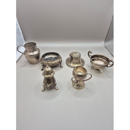 59 - Collection of Mixed Sterling Silver Items to Include Inkwell, Pepper Pot, Trophy, Jug & Two Dish... 