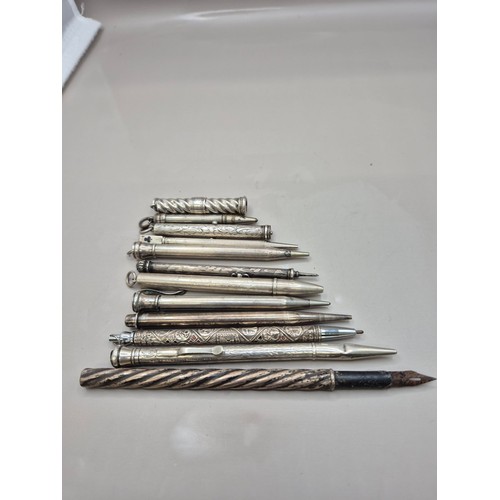 64 - Collection of Pens & Pencils Mostly Sterling Silver a Few Might be White Metal