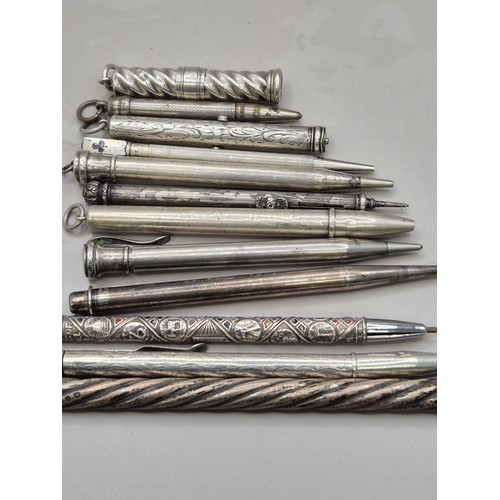 64 - Collection of Pens & Pencils Mostly Sterling Silver a Few Might be White Metal