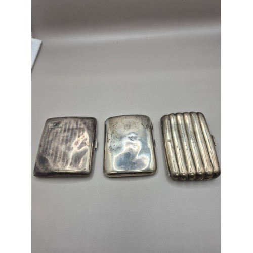 65 - Three Sterling Silver Cigarette Cases weigh 195g