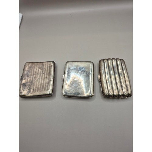 65 - Three Sterling Silver Cigarette Cases weigh 195g