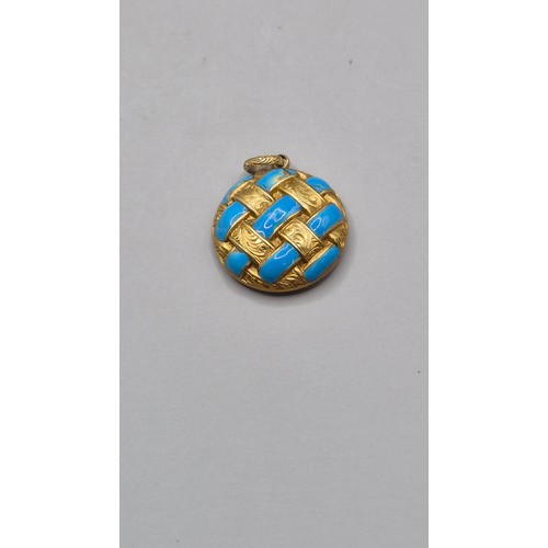 69 - Gold & Enamel Mourning Pendant with Lattice Design Unhallmarked but Tests as Gold 9ct or Higher ... 