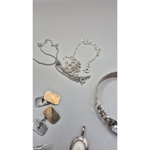 76 - Collection of Silver Jewellery Includes Bangles, Necklaces, Brooches, Ring 