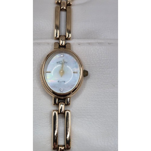 78 - Ladies' 9ct Gold Elite Watch with Mother of Pearl Watch in Original Box Untested Item Weighs 17g Doe... 