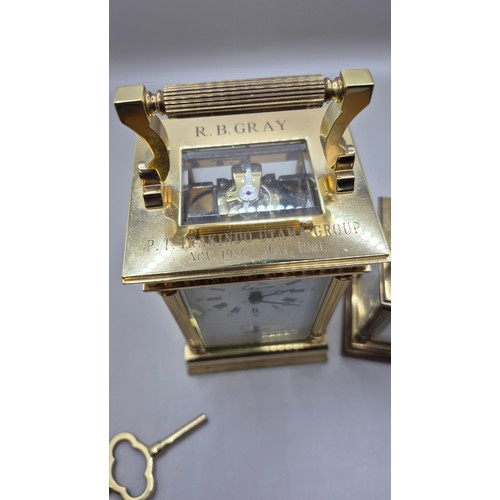 80 - L' Epee, French Made, Carriage Clock, Standard Alarm Clock in Working Order With Inscription to R.B.... 