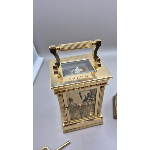 80 - L' Epee, French Made, Carriage Clock, Standard Alarm Clock in Working Order With Inscription to R.B.... 