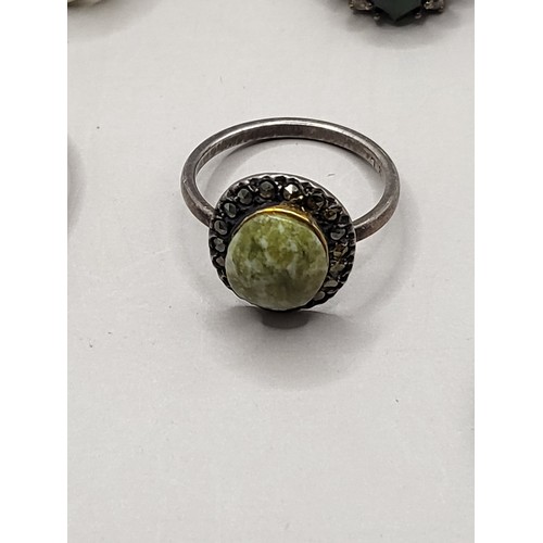 82 - Eight Sterling Silver & Gemstone Rings From Vintage to Modern 