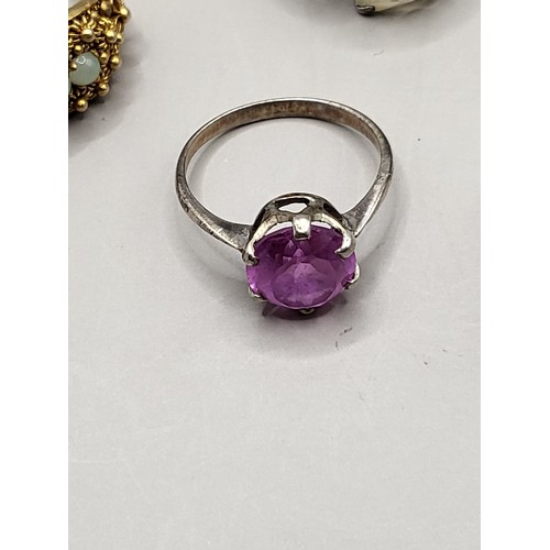 82 - Eight Sterling Silver & Gemstone Rings From Vintage to Modern 