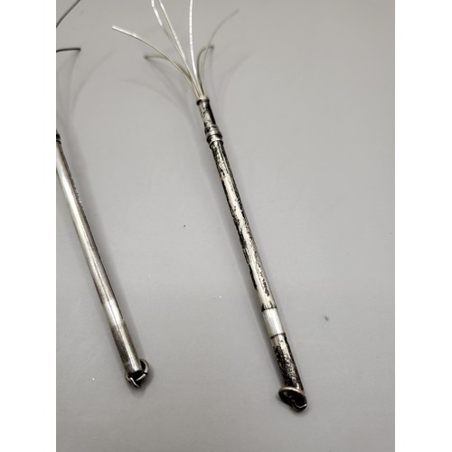 90 - Two Sterling Silver Swivel Sticks by D&F One of Them Has A Crooked End 