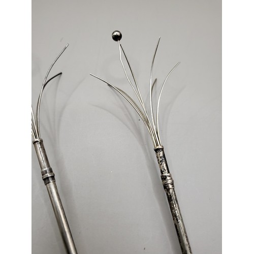 90 - Two Sterling Silver Swivel Sticks by D&F One of Them Has A Crooked End 