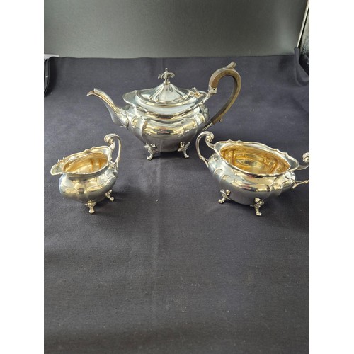 95 - Sterling Silver Teapot, Milk Jug & Sugar Bowl Weighs 736g