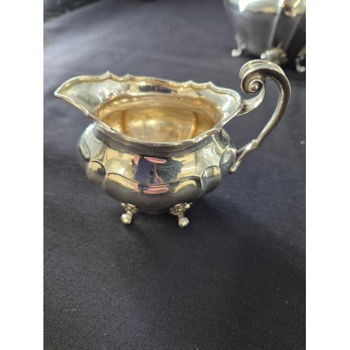 95 - Sterling Silver Teapot, Milk Jug & Sugar Bowl Weighs 736g