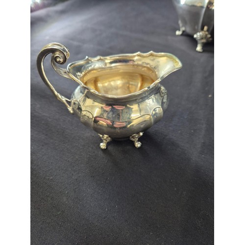 95 - Sterling Silver Teapot, Milk Jug & Sugar Bowl Weighs 736g