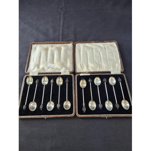 102 - Two Sets of Sterling Silver Coffee Bean Spoon